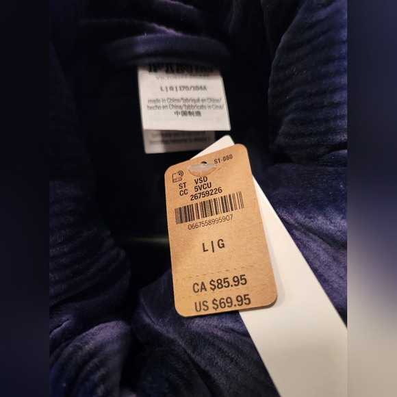 Victoria's Secret Pink Rib Velour Crop Puffer Sleeveless Vest Blue - Picture 2 of 2